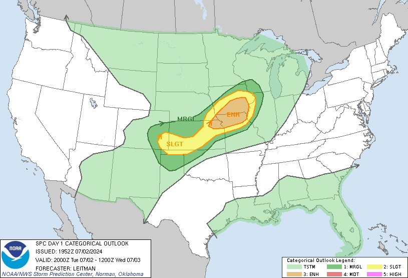 Latest Day 1 convective outlook