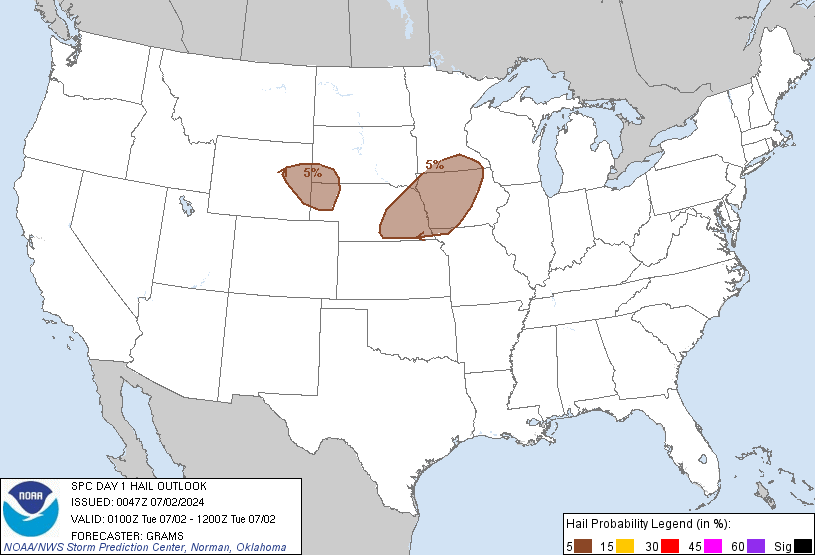 United States Probabilistic Large Hail Graphic