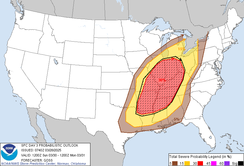 Day 3 national severe weather probabilities