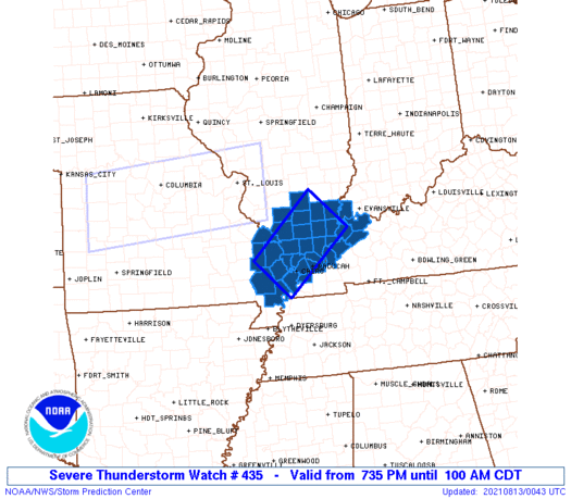 Initial List of Counties in SPC Severe Thunderstorm Watch 435 (WOU)