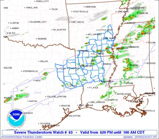 SPC Severe Thunderstorm Watch 63 Status Reports